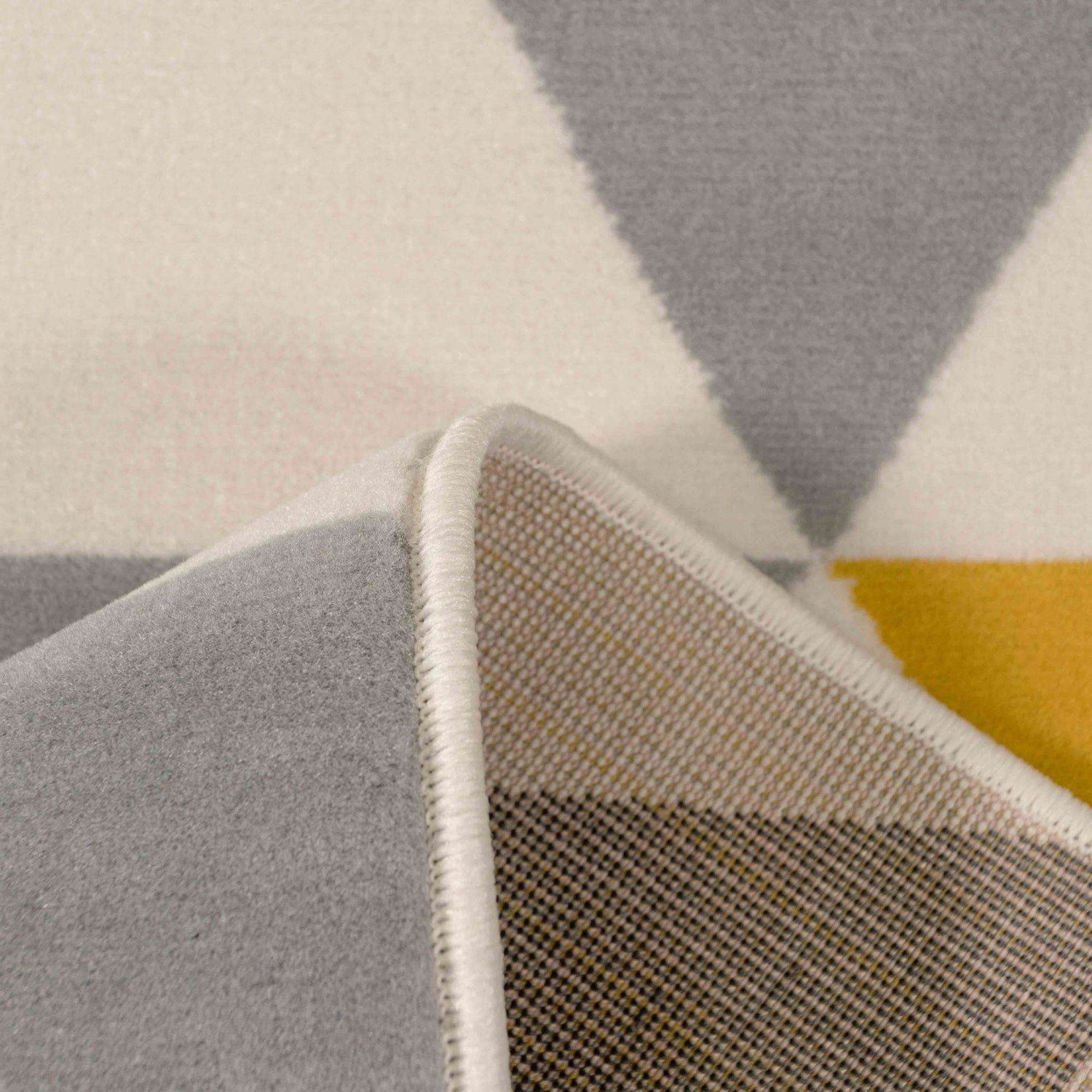 Yellow Grey Geometric Triangle Bedroom Rug | Living Room Rugs | Kukoon ...