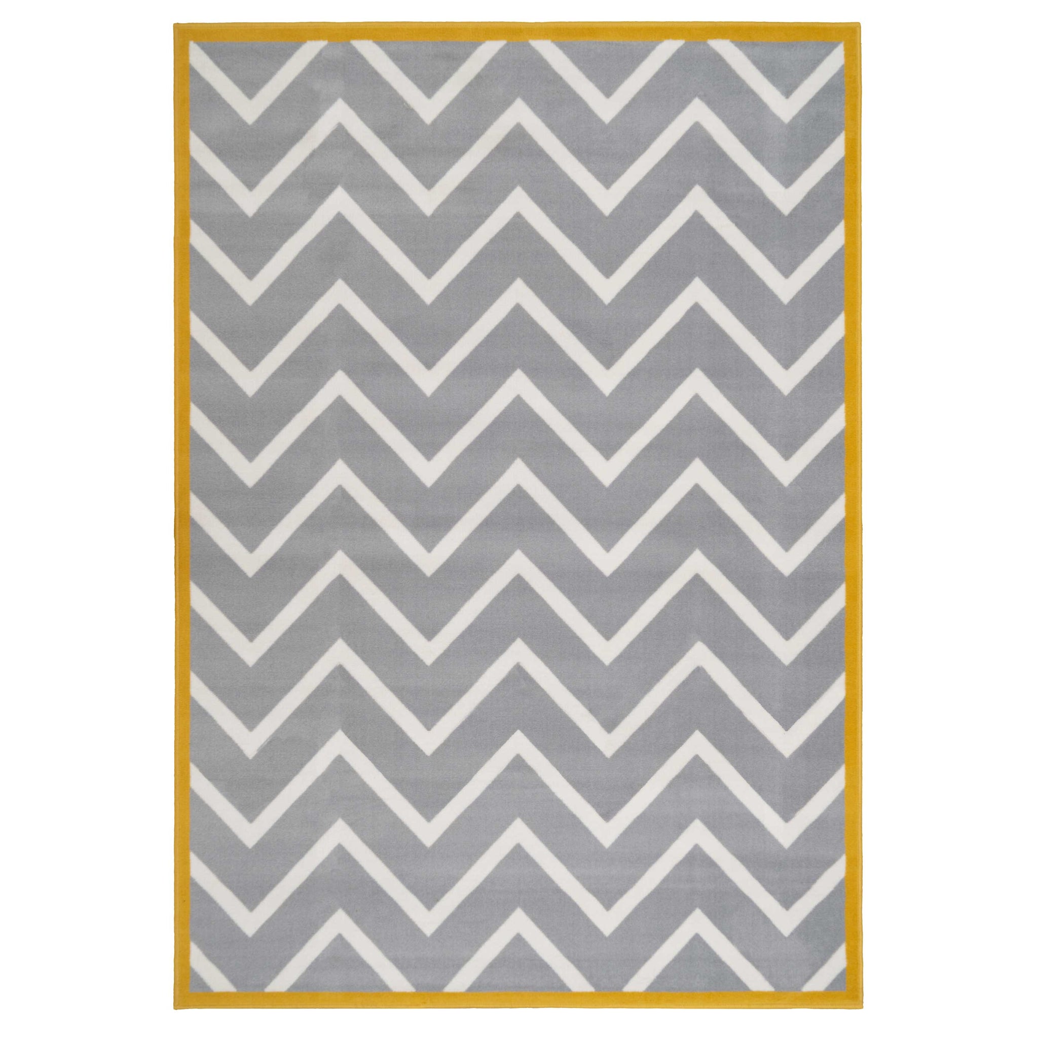 Grey Chevron Bordered Rug