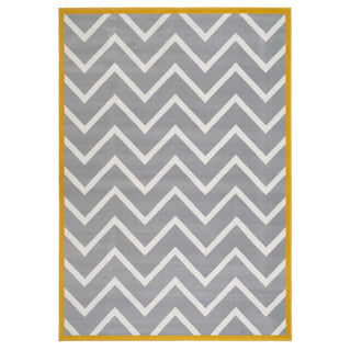 Grey Chevron Bordered Rug