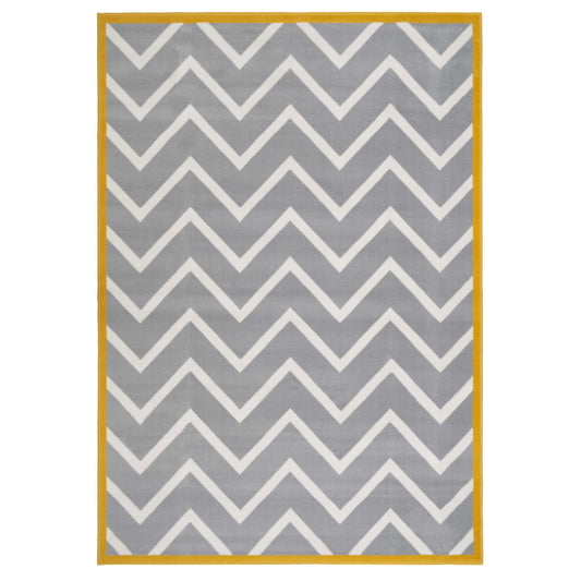 Grey Chevron Bordered Rug