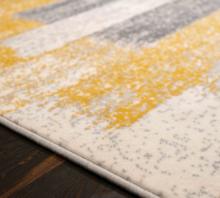 Modern Yellow and Grey Stripe Rug