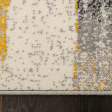 Modern Yellow and Grey Stripe Rug