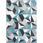 Geometric Blue and Grey Rug