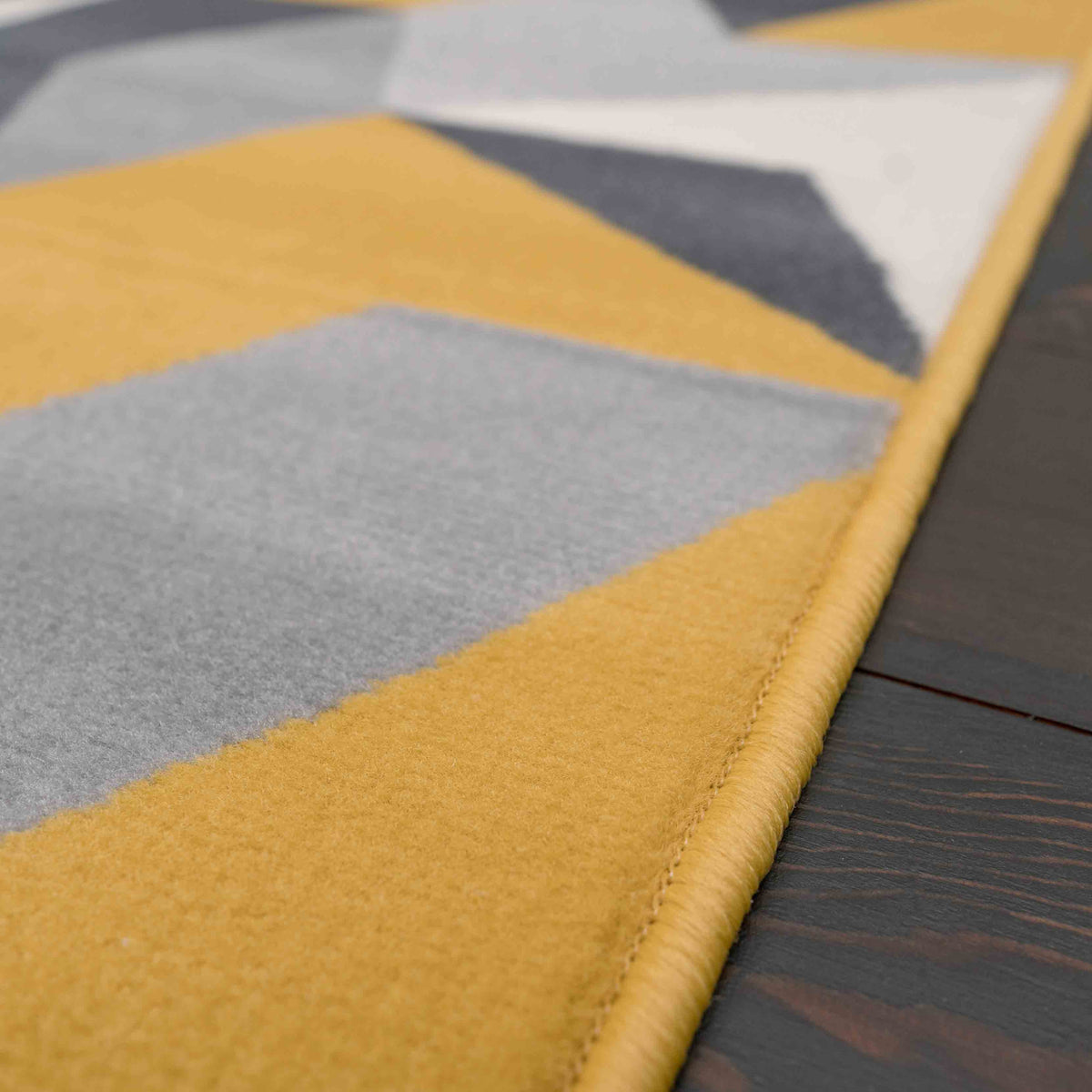 Geometric Yellow and Grey Runner Rug