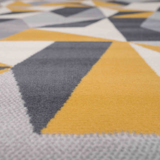 Geometric Yellow and Grey Runner Rug