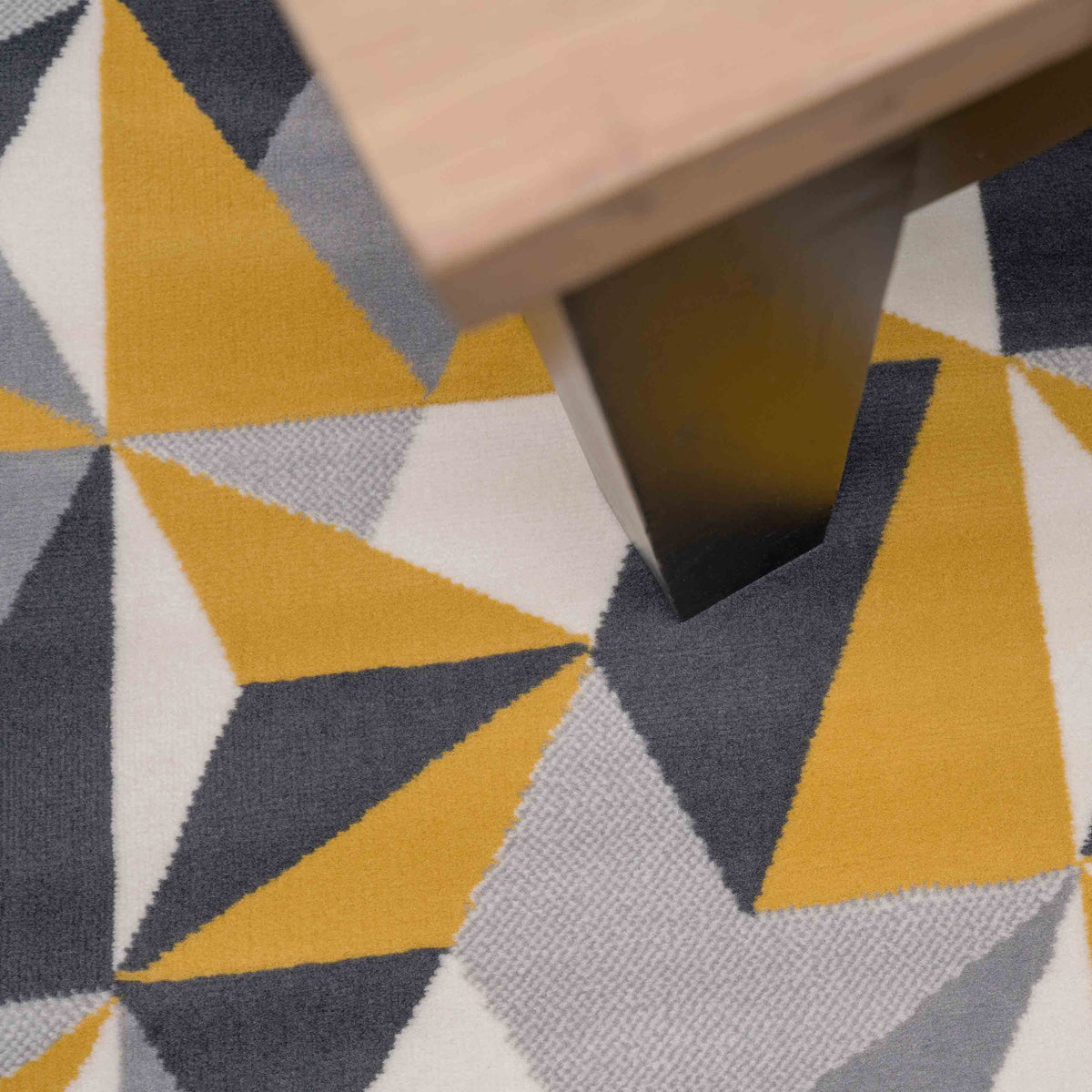 Geometric Yellow and Grey Runner Rug