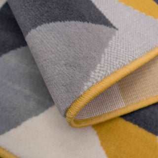 Geometric Yellow and Grey Runner Rug