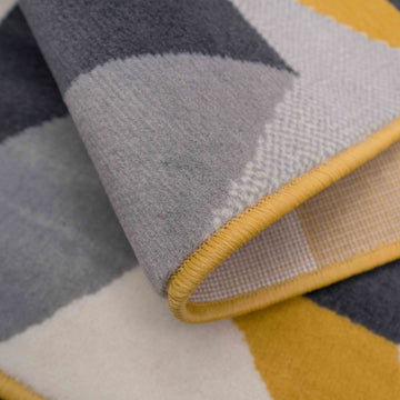 Geometric Yellow and Grey Runner Rug