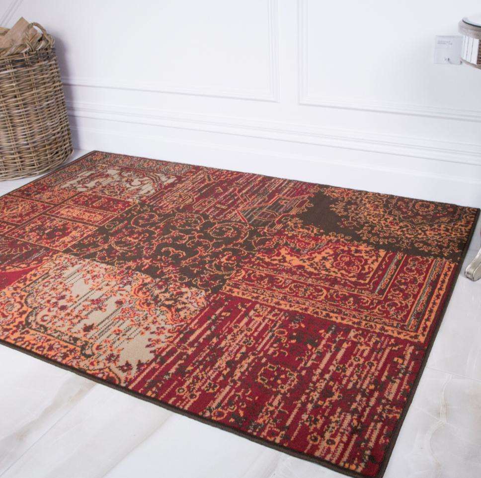 Round Circle Patchwork Wine Rug | Living Room Rugs | Kukoon Rugs Online