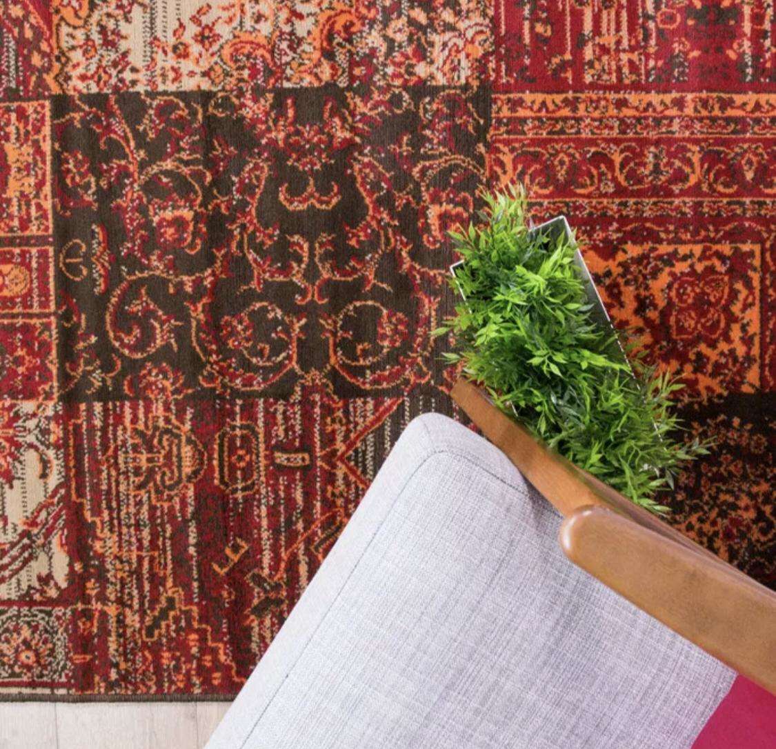 Round Circle Patchwork Wine Rug | Living Room Rugs | Kukoon Rugs Online