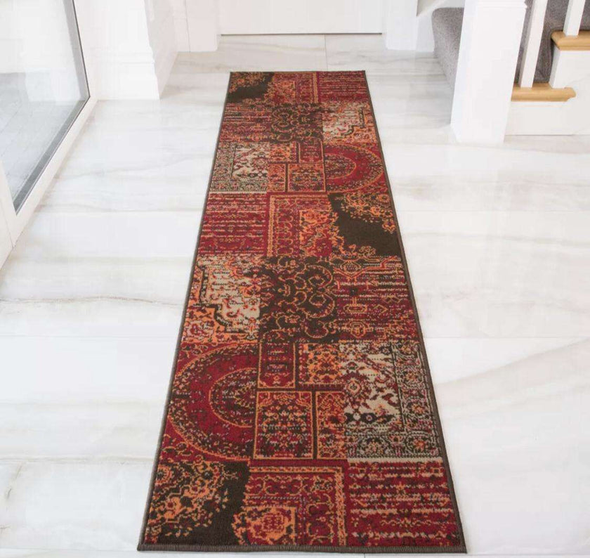 Round Circle Patchwork Wine Rug | Living Room Rugs | Kukoon Rugs Online