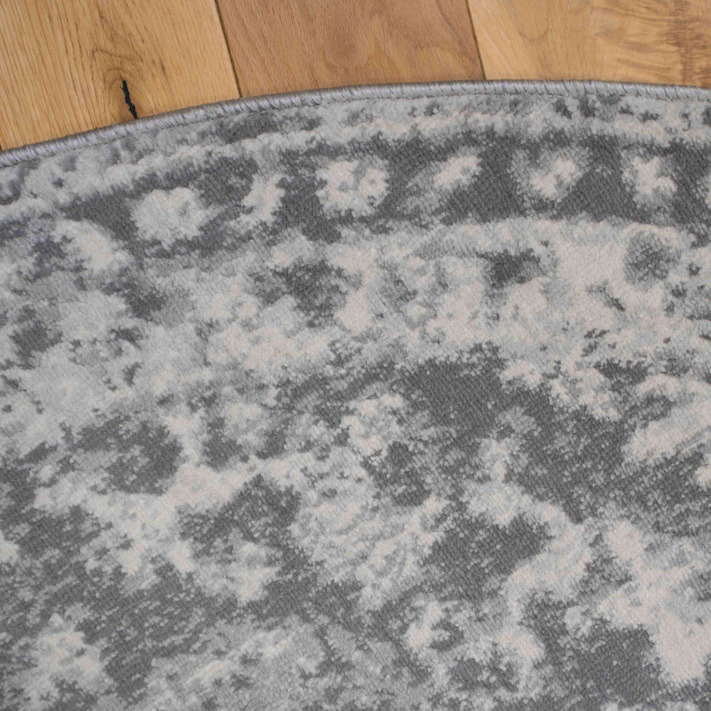 Round Circle Faded Distressed Grey Oriental Rug