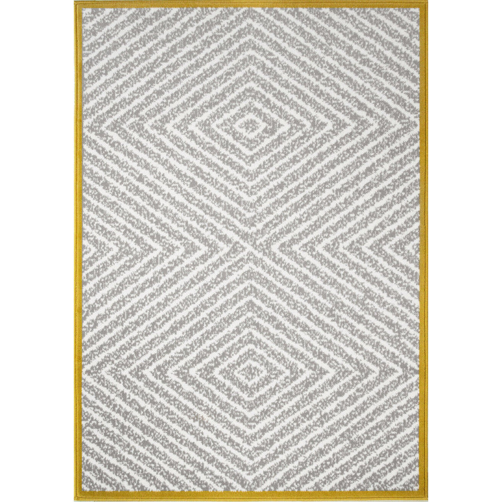 Mustard Grey Diamond Living Room Rug