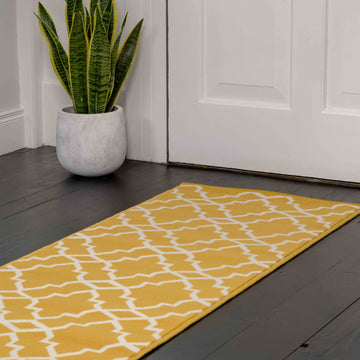 Yellow Trellis Living Room Area Rug