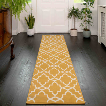 Yellow Trellis Living Room Area Rug