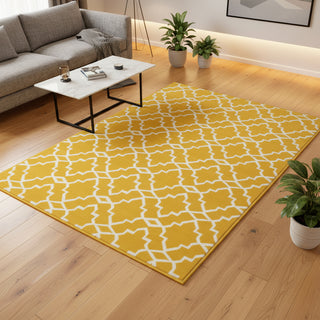 Yellow Trellis Living Room Area Rug