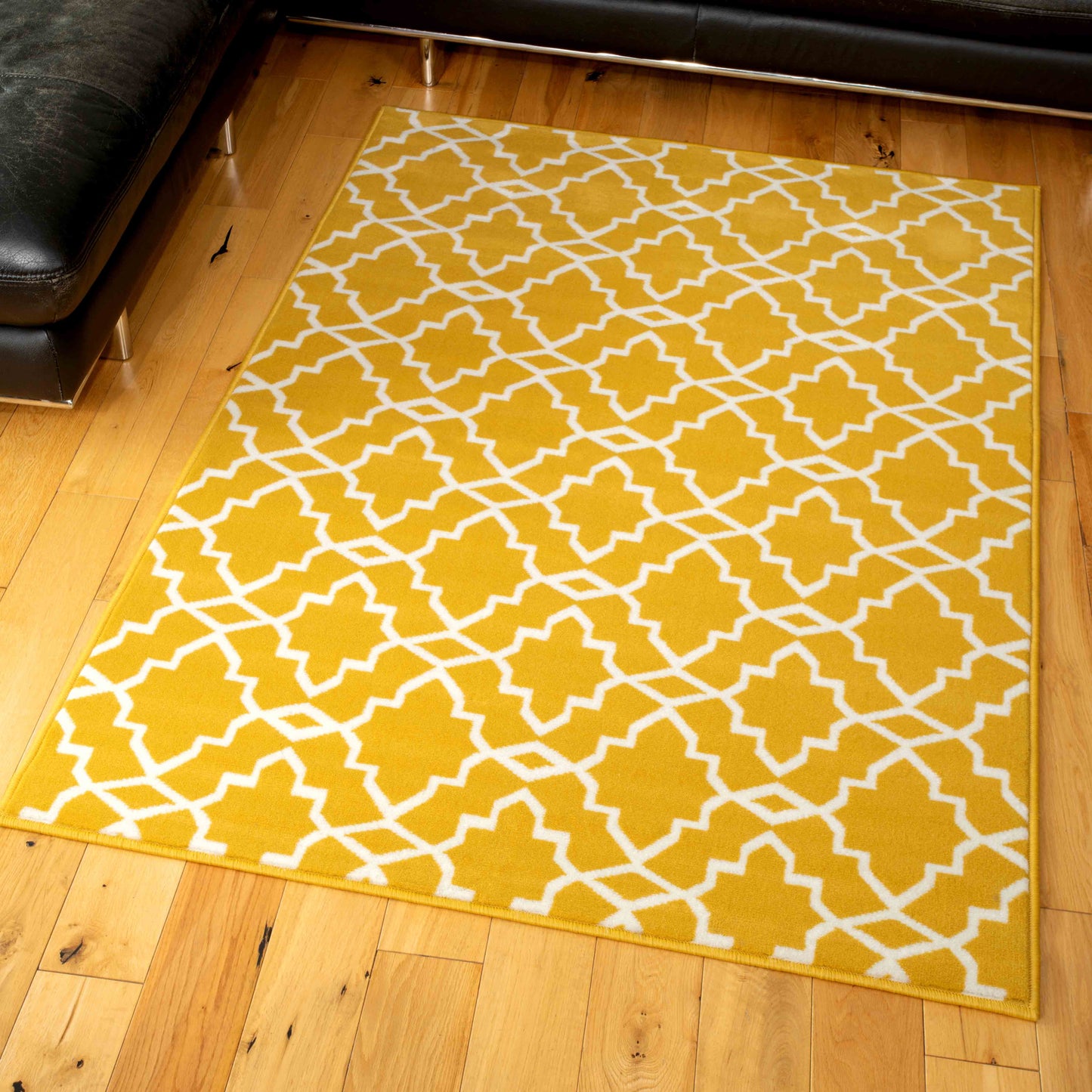 Yellow Trellis Living Room Area Rug | Living Room Rugs | Kukoon Rugs Online