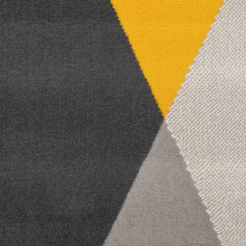 Mustard Grey Abstract Living Room Rug