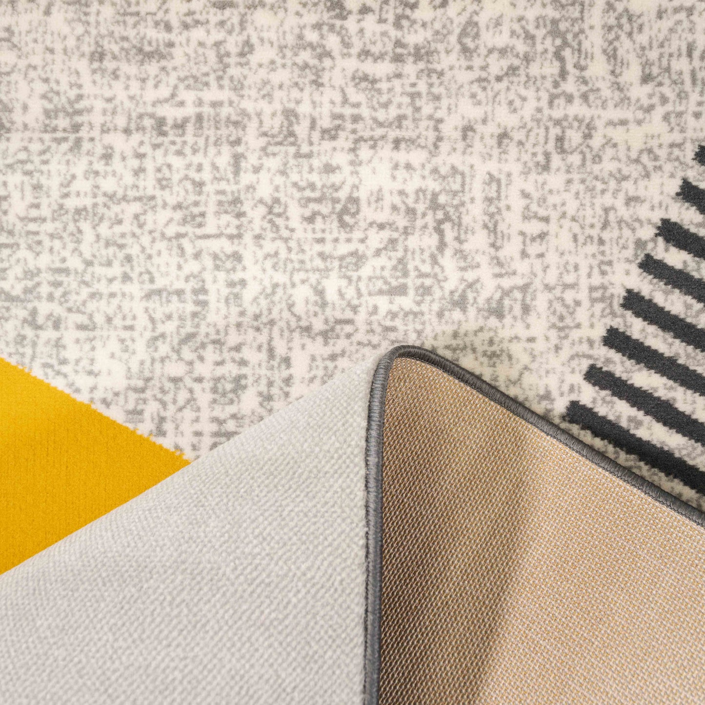 Mustard Grey Abstract Living Room Rug