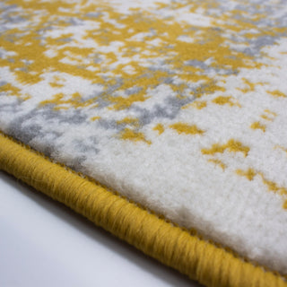 Yellow Grey Distressed Worn Look Runner Rug