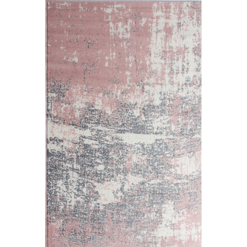 Pink Grey Distressed Worn Look Living Room Rug