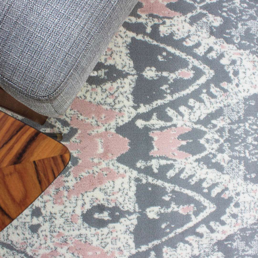 Pink Tribal Aztec Distressed Living Room Rug