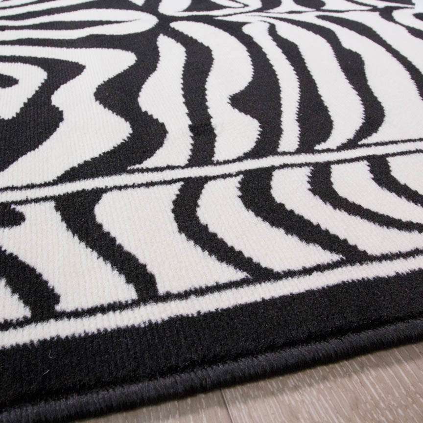 Black White Animal Zebra Print Rug