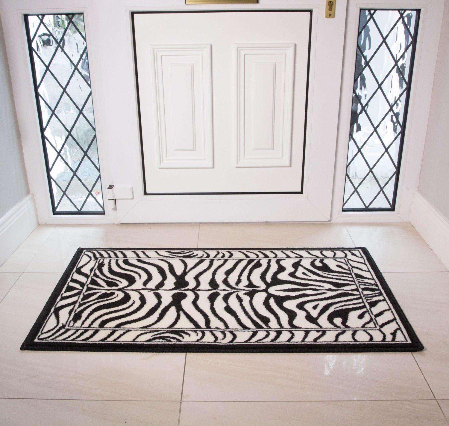 Black White Animal Zebra Print Rug