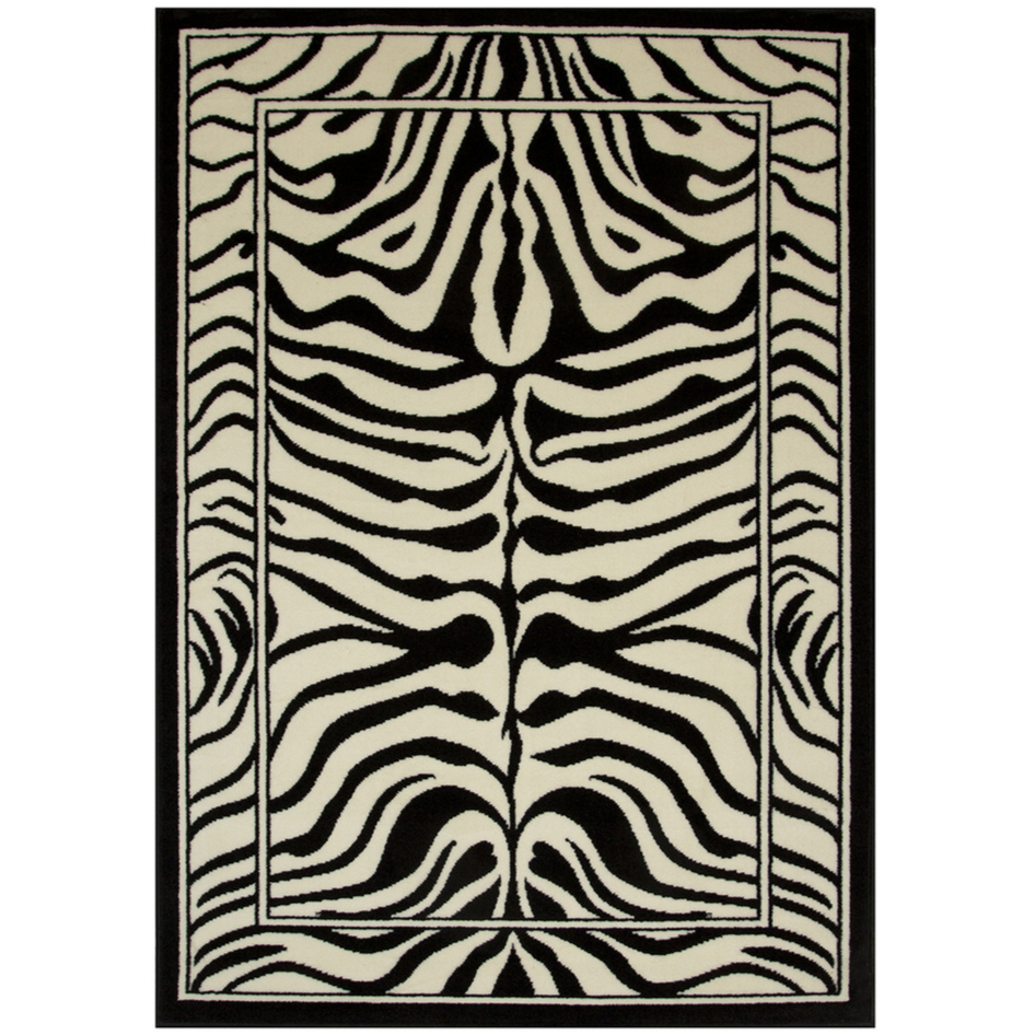 Black White Animal Zebra Print Rug