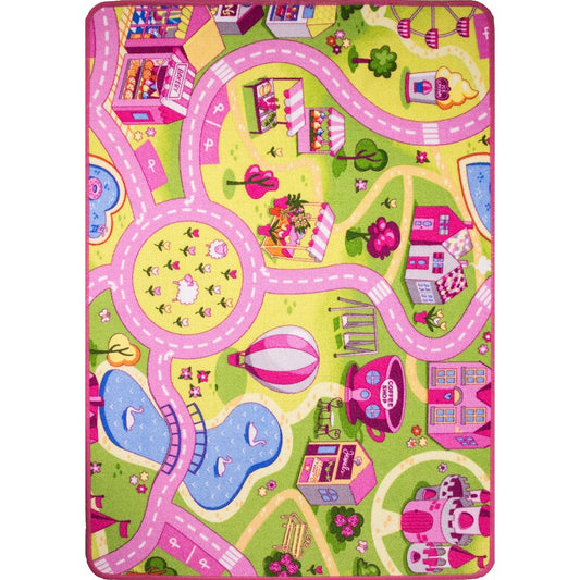 Kids Fun Pink Funfair Play Rug