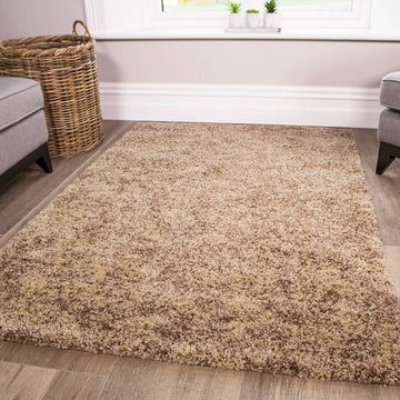 Luxurious Taupe Shaggy Living Room Rug
