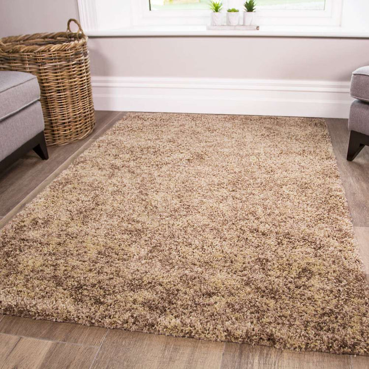 Luxurious Taupe Shaggy Living Room Rug