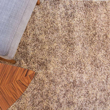 Luxurious Taupe Shaggy Living Room Rug