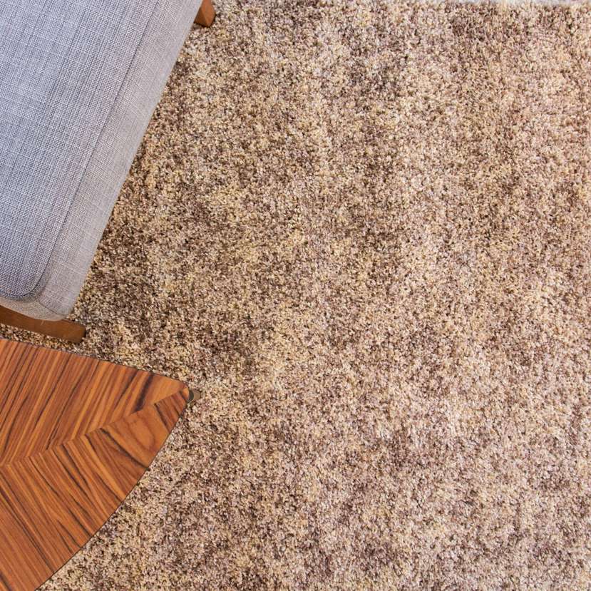 Luxurious Taupe Shaggy Living Room Rug