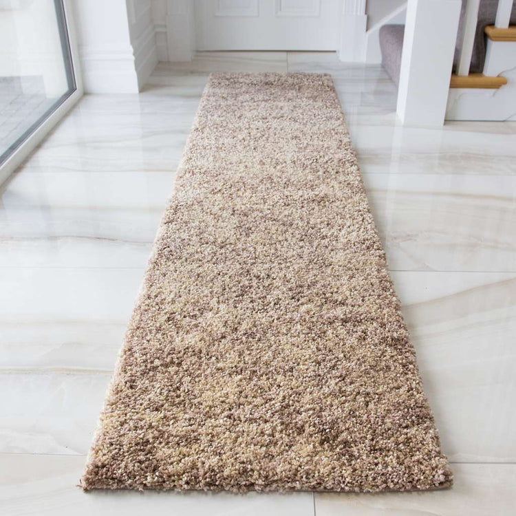 Luxurious Taupe Shaggy Living Room Rug