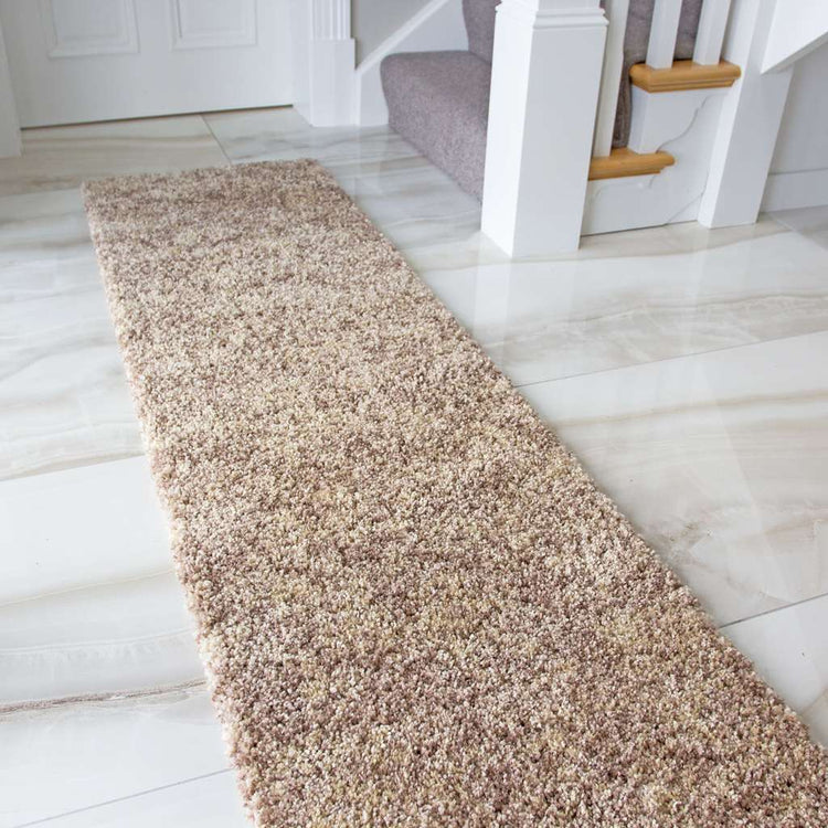 Luxurious Taupe Shaggy Living Room Rug