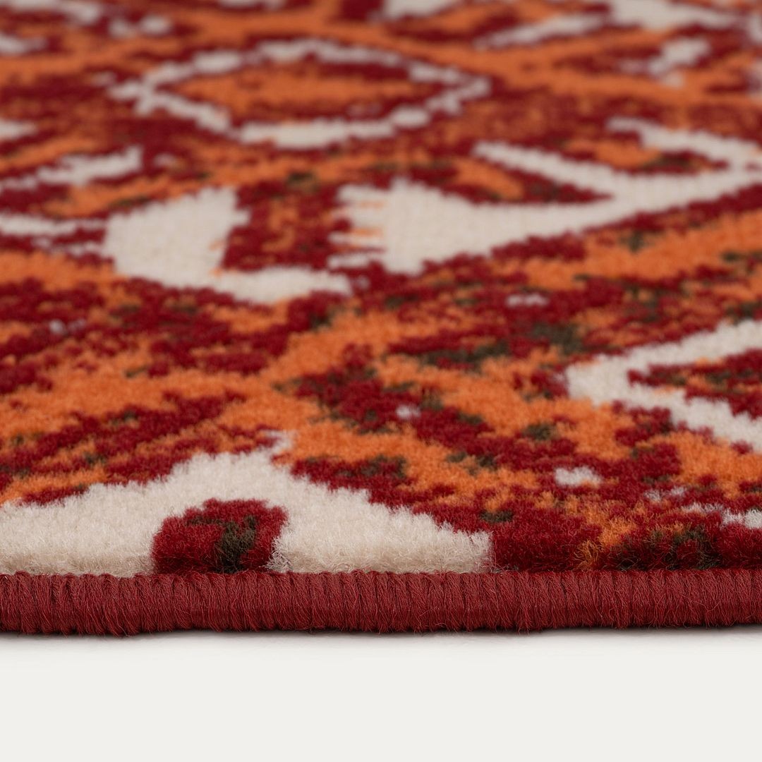 Red Orange Patterned Living Room Rug