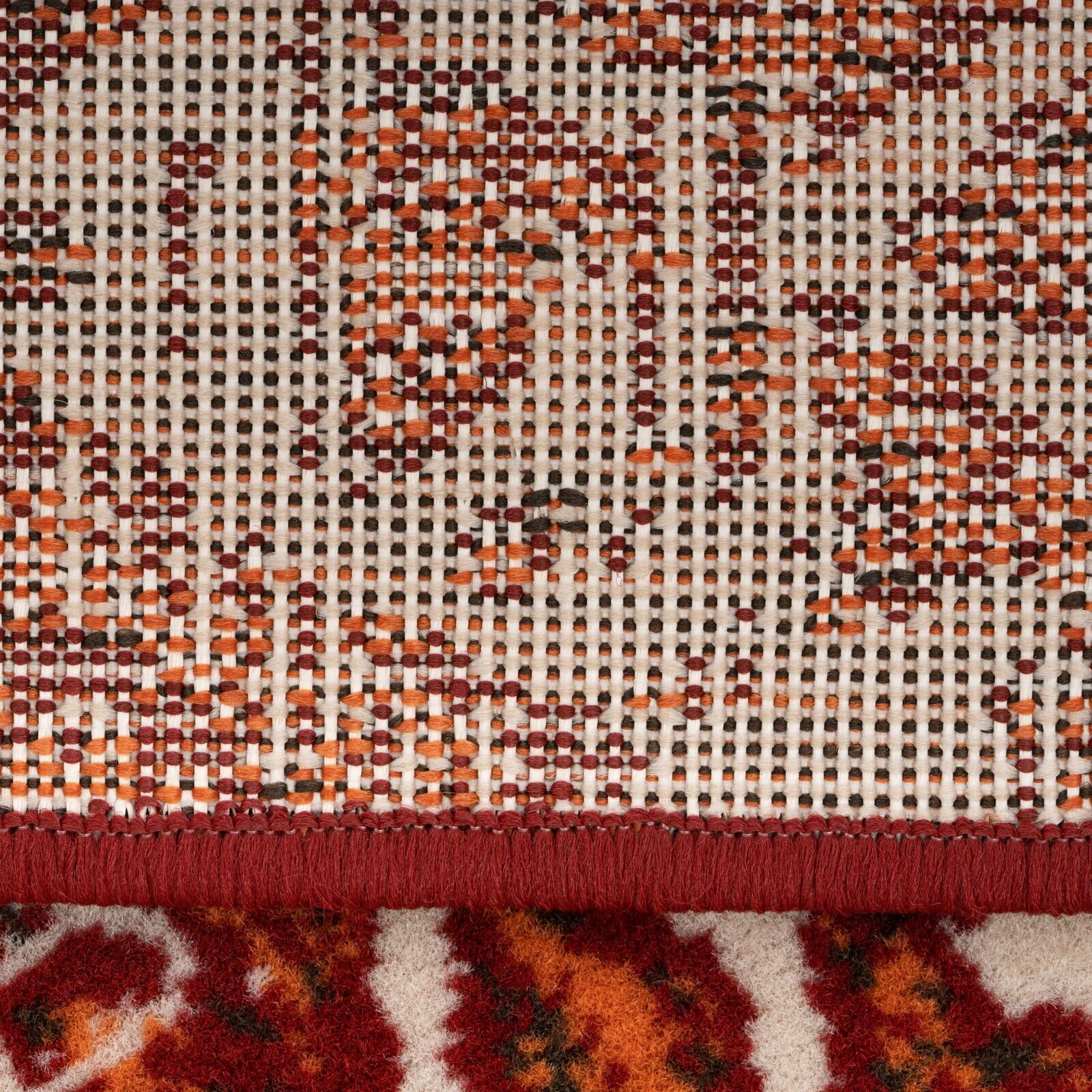 Red Orange Patterned Living Room Rug