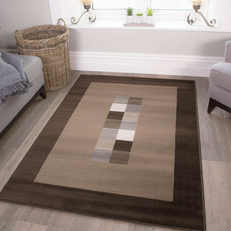Brown Living Room Geometric Rug