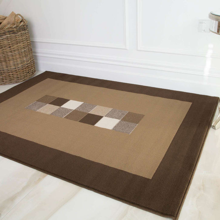 Brown Living Room Geometric Rug