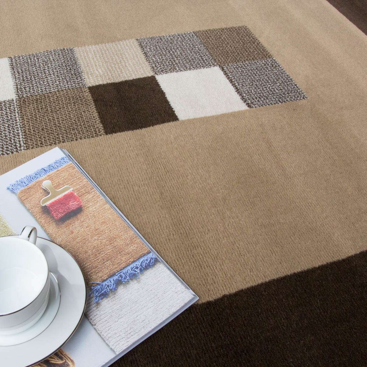 Brown Living Room Geometric Rug