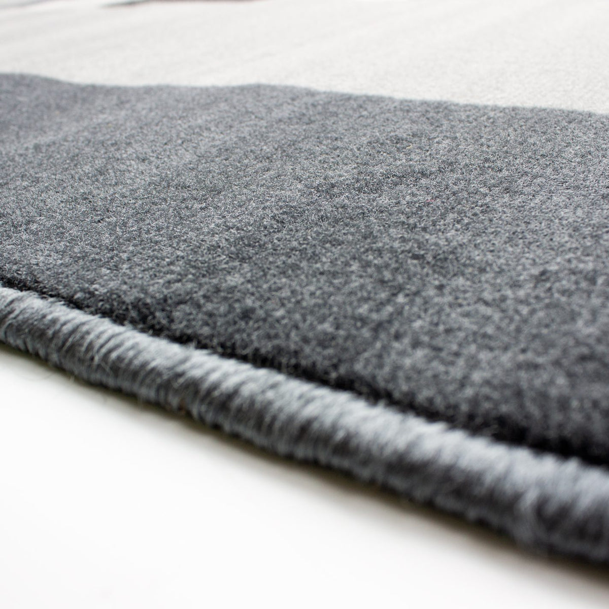Geometric Bordered Black and Grey Runner Rug
