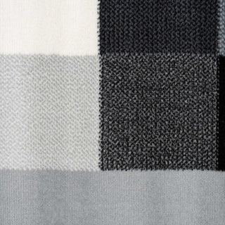 Geometric Bordered Black and Grey Runner Rug