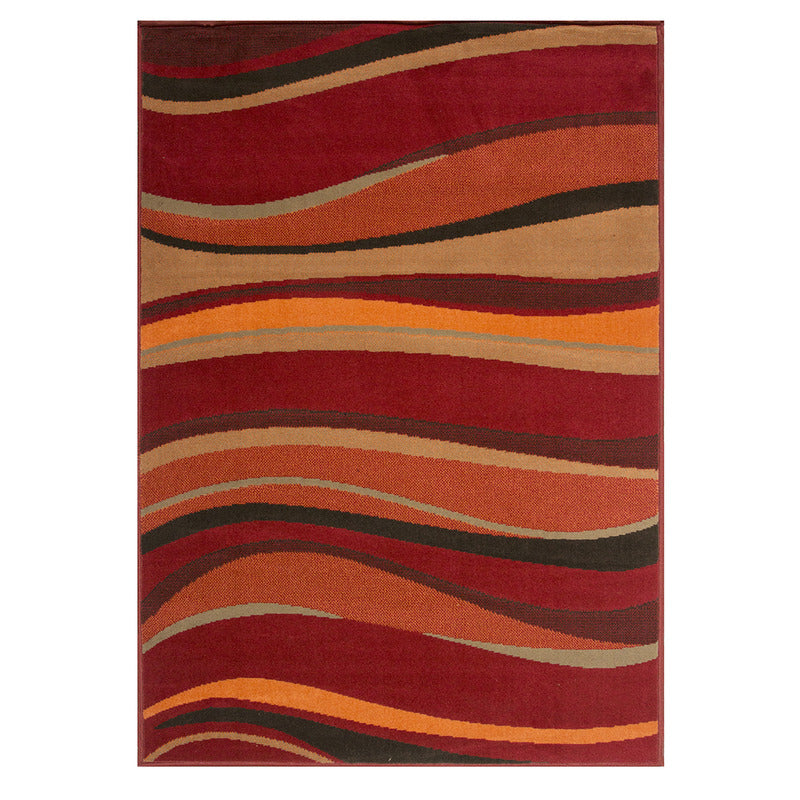 Red Waves Living Room Rug