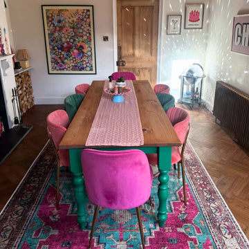 Flatwoven Washable Vibrant Teal Pink Distressed Boho Rug - Clarissa