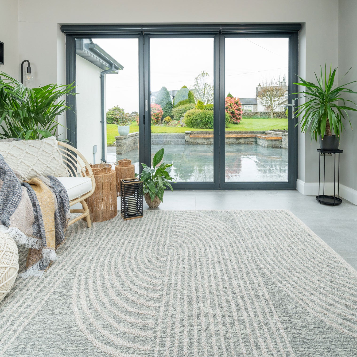 Abstract Grey Outdoor Rug - Reine
