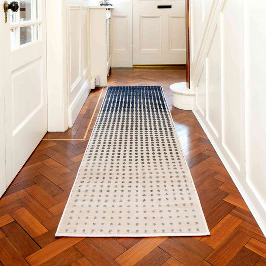 Modern Grey Spotted Ombre Effect Hallway Runner Rug