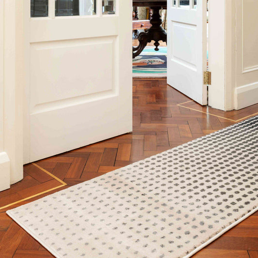 Modern Grey Spotted Ombre Effect Hallway Runner Rug