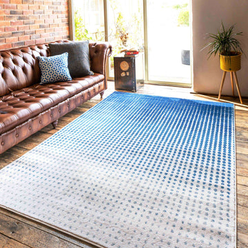 Modern Blue Spotted Ombre Effect Hall Runner Rug
