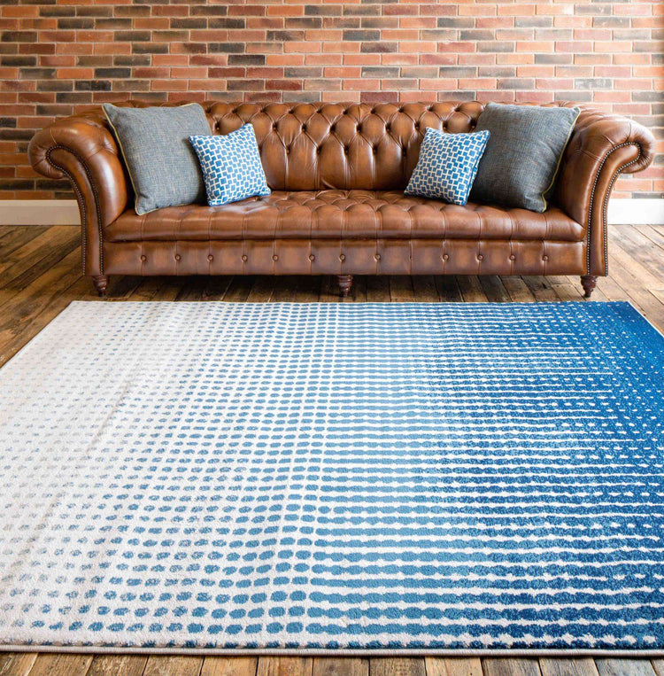 Modern Blue Spotted Ombre Effect Hall Runner Rug